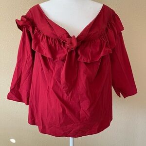 Eloquii Red Ruffled Blouse